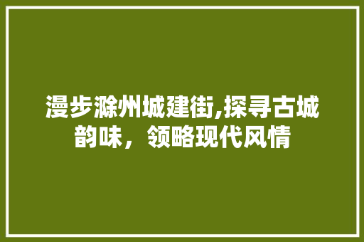 漫步滁州城建街,探寻古城韵味，领略现代风情