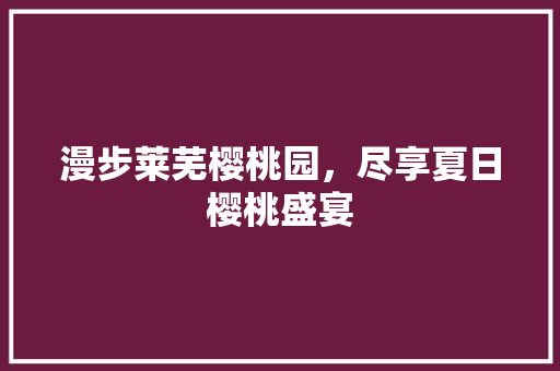 漫步莱芜樱桃园，尽享夏日樱桃盛宴