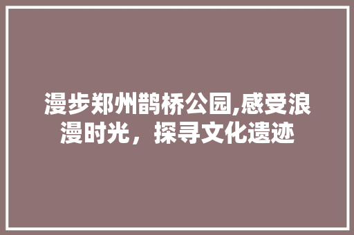 漫步郑州鹊桥公园,感受浪漫时光，探寻文化遗迹