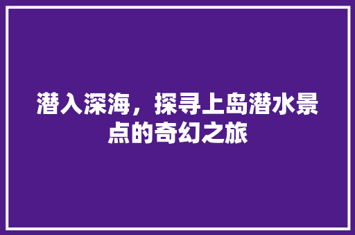 潜入深海，探寻上岛潜水景点的奇幻之旅