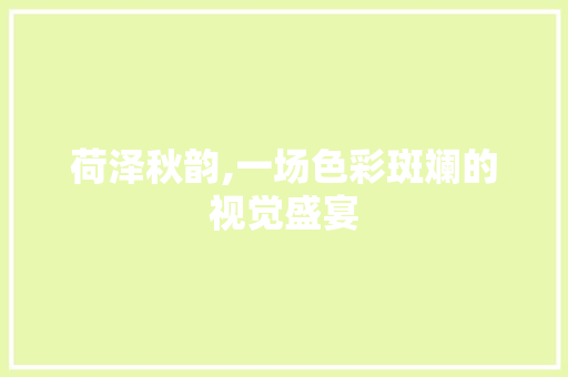 荷泽秋韵,一场色彩斑斓的视觉盛宴