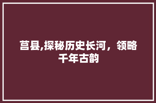 莒县,探秘历史长河，领略千年古韵