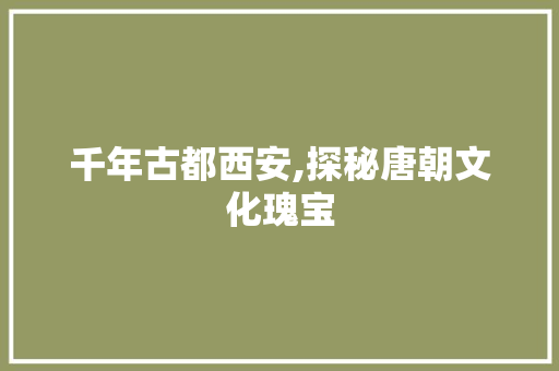 千年古都西安,探秘唐朝文化瑰宝