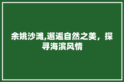 余姚沙滩,邂逅自然之美，探寻海滨风情