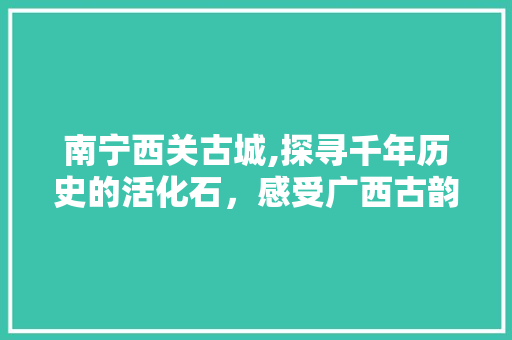 南宁西关古城,探寻千年历史的活化石，感受广西古韵风情  第1张