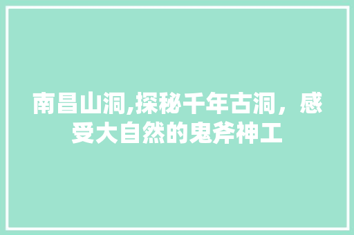 南昌山洞,探秘千年古洞，感受大自然的鬼斧神工