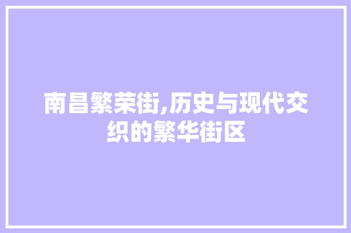 南昌繁荣街,历史与现代交织的繁华街区