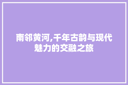 南邻黄河,千年古韵与现代魅力的交融之旅  第1张