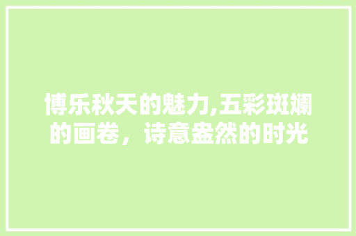 博乐秋天的魅力,五彩斑斓的画卷，诗意盎然的时光  第1张