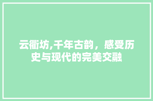云衢坊,千年古韵，感受历史与现代的完美交融