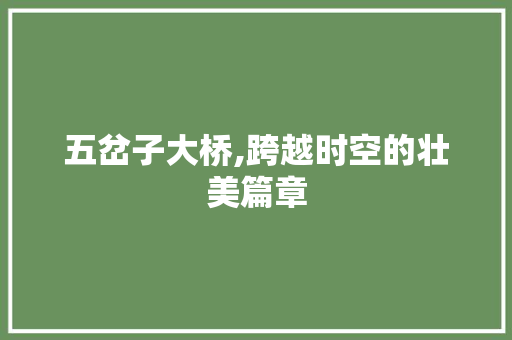 五岔子大桥,跨越时空的壮美篇章