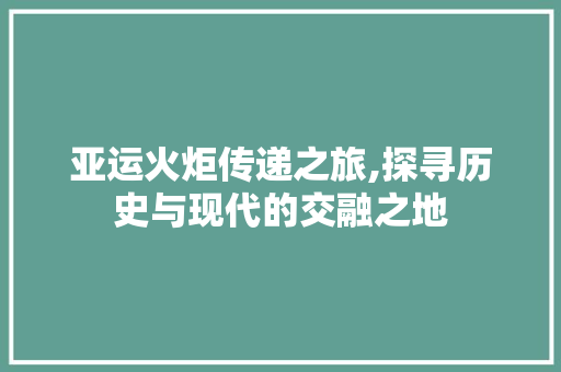亚运火炬传递之旅,探寻历史与现代的交融之地