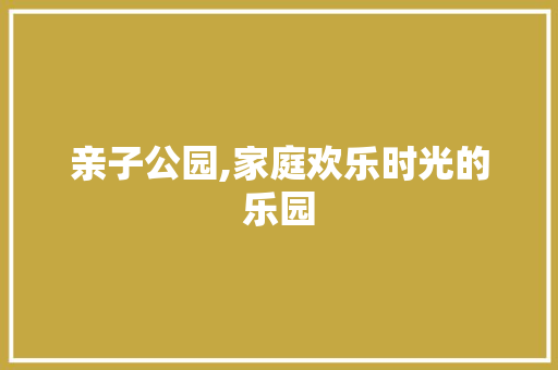 亲子公园,家庭欢乐时光的乐园