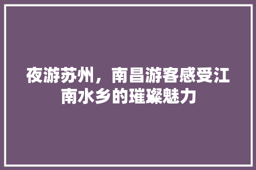 夜游苏州，南昌游客感受江南水乡的璀璨魅力