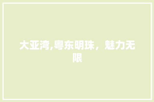 大亚湾,粤东明珠，魅力无限