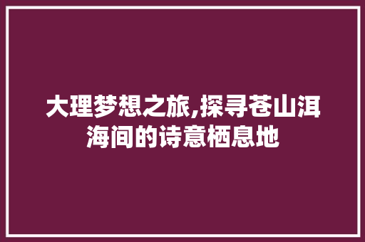 大理梦想之旅,探寻苍山洱海间的诗意栖息地  第1张