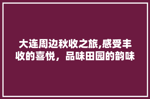 大连周边秋收之旅,感受丰收的喜悦，品味田园的韵味