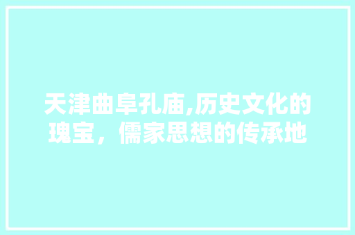 天津曲阜孔庙,历史文化的瑰宝，儒家思想的传承地