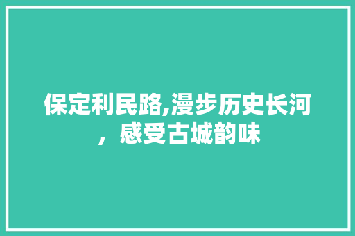 保定利民路,漫步历史长河，感受古城韵味