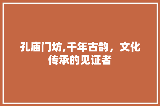 孔庙门坊,千年古韵，文化传承的见证者
