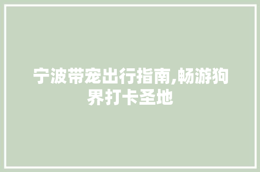 宁波带宠出行指南,畅游狗界打卡圣地  第1张
