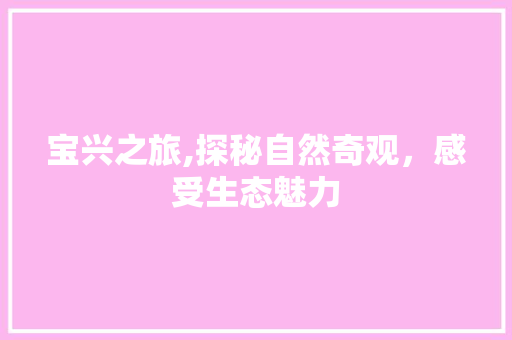 宝兴之旅,探秘自然奇观，感受生态魅力