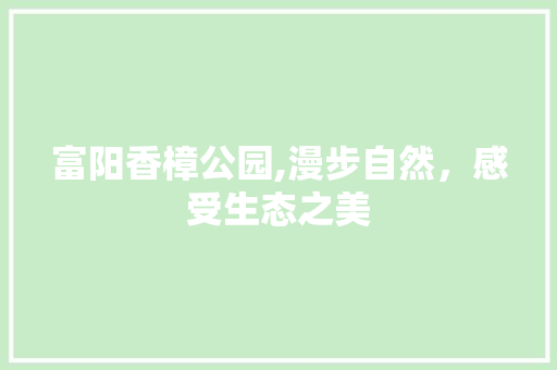 富阳香樟公园,漫步自然，感受生态之美  第1张