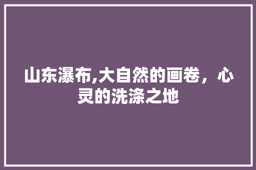 山东瀑布,大自然的画卷，心灵的洗涤之地  第1张