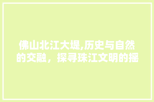 佛山北江大堤,历史与自然的交融，探寻珠江文明的摇篮