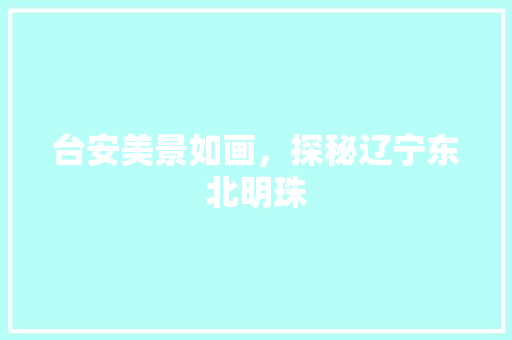 台安美景如画，探秘辽宁东北明珠