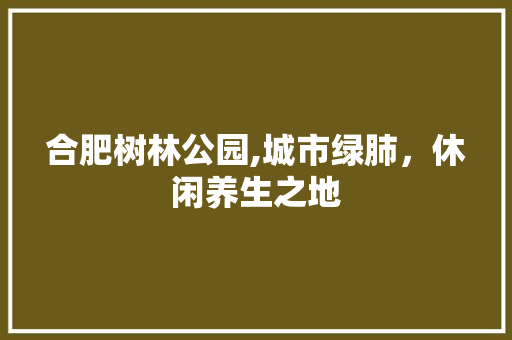 合肥树林公园,城市绿肺，休闲养生之地