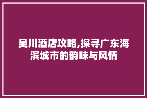 吴川酒店攻略,探寻广东海滨城市的韵味与风情  第1张