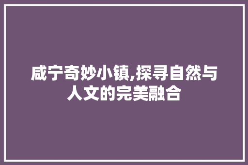 咸宁奇妙小镇,探寻自然与人文的完美融合  第1张