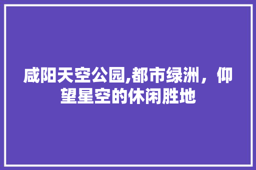 咸阳天空公园,都市绿洲，仰望星空的休闲胜地