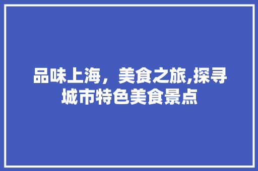 品味上海，美食之旅,探寻城市特色美食景点