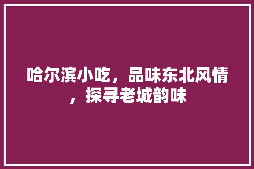 哈尔滨小吃，品味东北风情，探寻老城韵味
