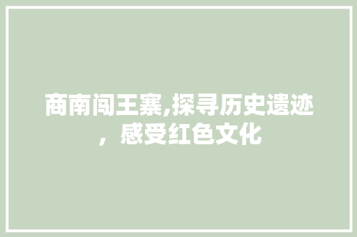 商南闯王寨,探寻历史遗迹，感受红色文化  第1张