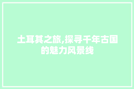 土耳其之旅,探寻千年古国的魅力风景线