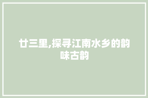 廿三里,探寻江南水乡的韵味古韵  第1张