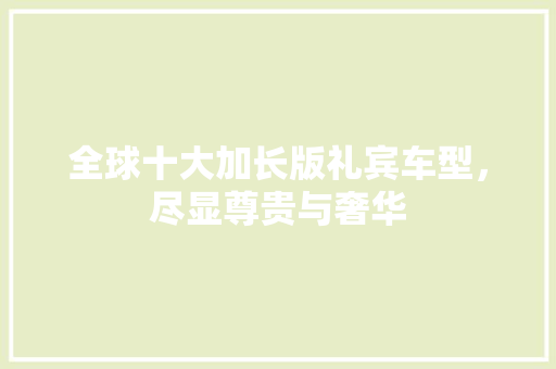 全球十大加长版礼宾车型，尽显尊贵与奢华