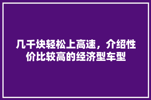 几千块轻松上高速，介绍性价比较高的经济型车型  第1张