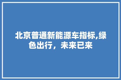 北京普通新能源车指标,绿色出行，未来已来  第1张