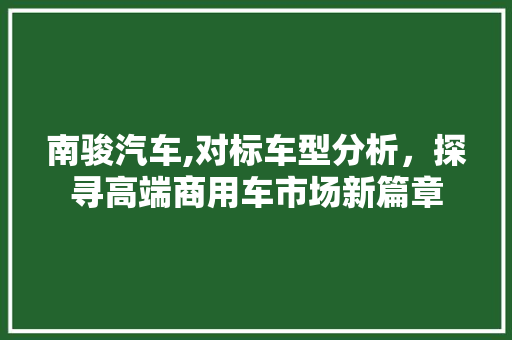 南骏汽车,对标车型分析，探寻高端商用车市场新篇章