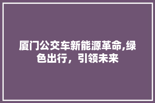 厦门公交车新能源革命,绿色出行，引领未来