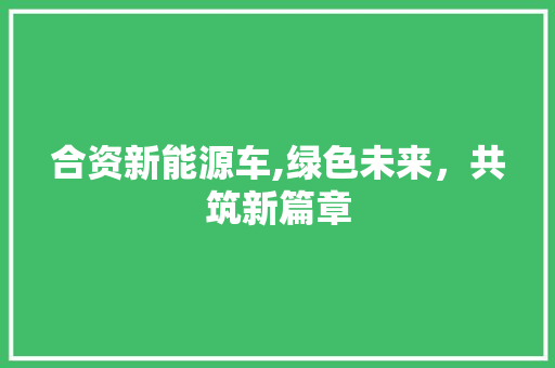 合资新能源车,绿色未来，共筑新篇章  第1张