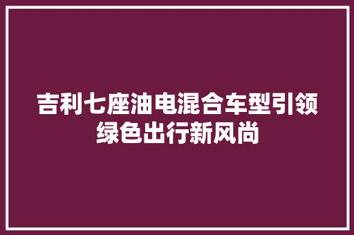 吉利七座油电混合车型引领绿色出行新风尚