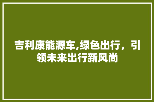 吉利康能源车,绿色出行，引领未来出行新风尚  第1张