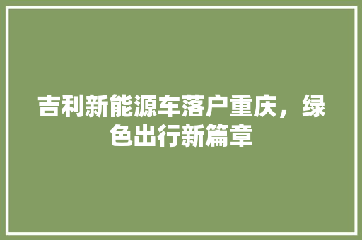 吉利新能源车落户重庆，绿色出行新篇章  第1张
