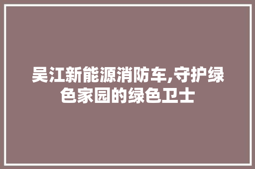 吴江新能源消防车,守护绿色家园的绿色卫士  第1张