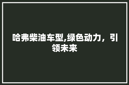 哈弗柴油车型,绿色动力，引领未来  第1张